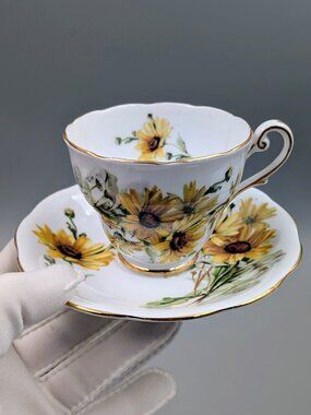 Vintage Royal Standard Brown Eyed Susan Fine Bone China Teacup and Saucer Set